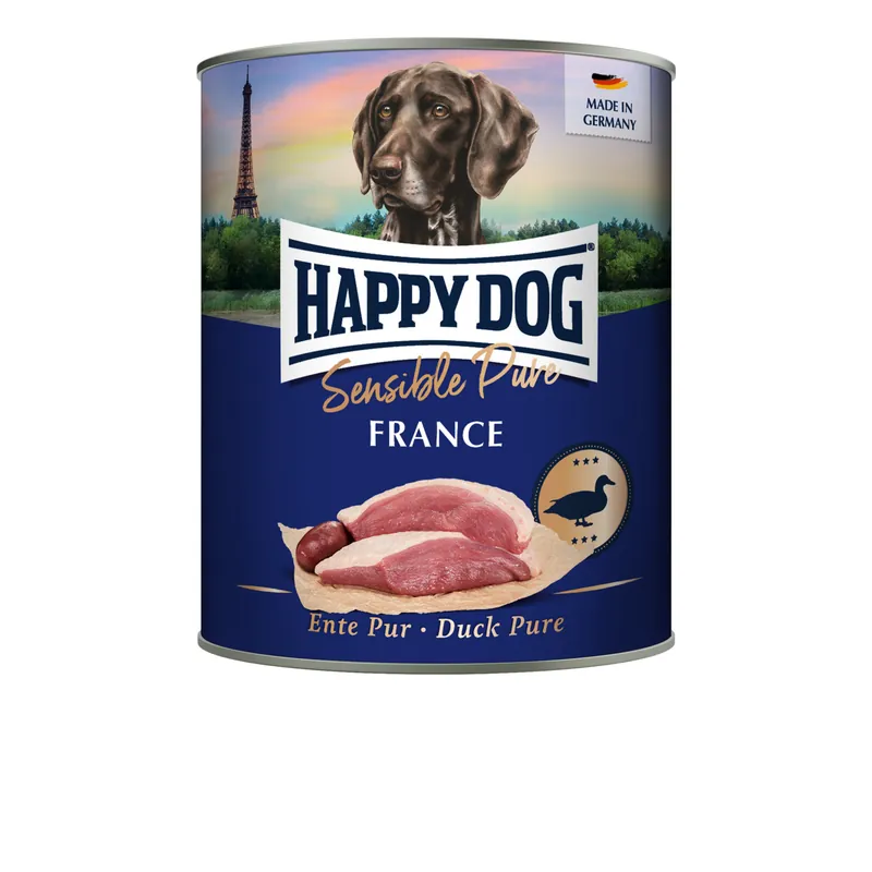 Sparpaket 6 x 800 g Happy Dog Ente Pur Hunde Nassfutter Abverkauf